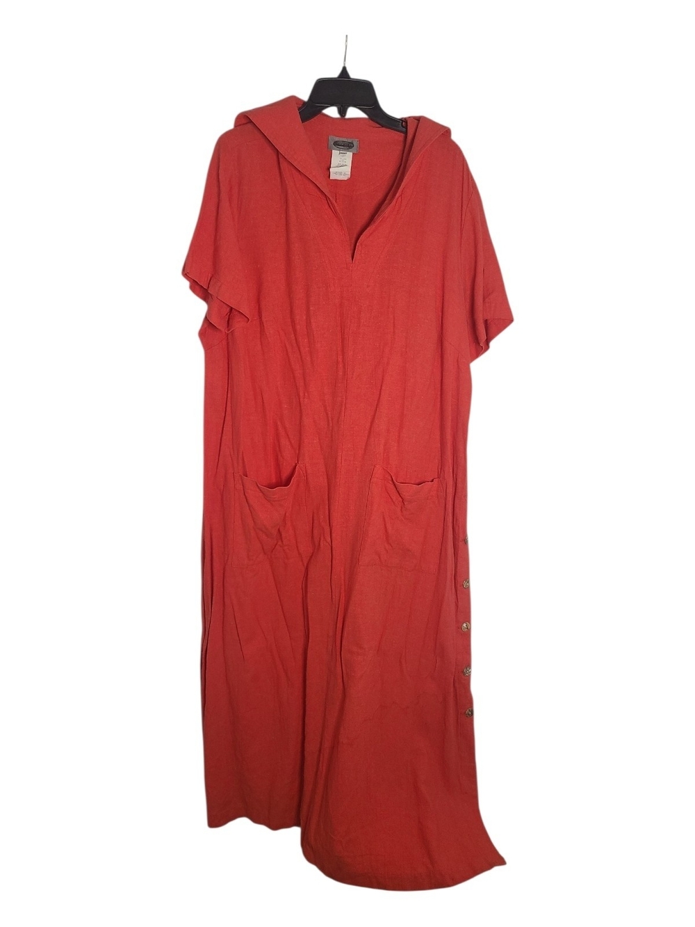 VTG Stonebridge Linen Sailor Collar Maxi Dress Plus 22W Coral Red